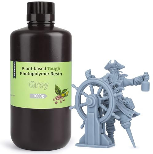ELEGOO ABS-Like 3D Drucker Resin auf Pflanzlicher Basis mit Extrem Geringem Geruch und Hoher Präzision, 405 nm UV Photopolymerharz, Schnelle Aushärtung Harz für Resin 3D Drucker Grau 1000g