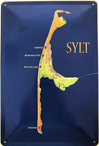Deko7 Blechschild 30 x 20 cm Landkarte Sylt