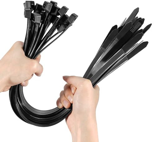 Fascetta Plastica Ultralunga 500mm x 12,4mm Grande Fascette Elettricista Cravatta con Cerniera Nera per Impieghi Gravosi, Fascetta in Nylon Nero, 30 Pezzi Fascette Ultra-Lunga Ziptie