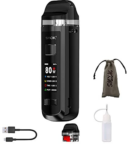 E-Cigarette, SMOK 80W RPM 2 Kit Bulit with 2000mAh18650 Battery,Vape Starter Set with DL and MTL System(Bright Black)No Nicotine No Tobacco