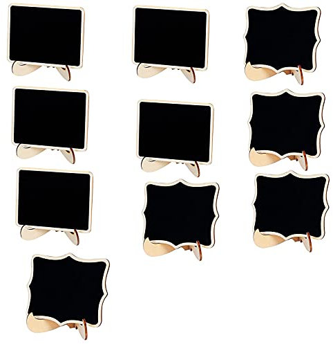 10 PCS Mini Chalkboard Signs with Stand Wooden Blackboards Signs Message Board Signs Small Blackboard Rectangle Chalkboard Table Numbers Chalk Board for Kids Cake Stall Weddings School Birthday Party