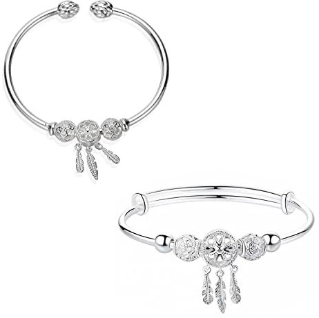 VCCKNB JEWELRY 2 STÜCKE Traumfänger Armbänder Traumfänger Schmuck Traumfänger Geschenk Traumfänger Armband für Frauen Mädchen Boho Armband Bead Charm Armband Verstellbarer Armreif