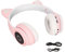 Yoidesu Casque de Jeu sans Fil Bluetooth 5.0 Casque de Musique Pliable avec Lumière LED pour Chat, Casque D'ordinateur avec Basse Lumineuse avec Câble Audio pour Enfants(Rose)