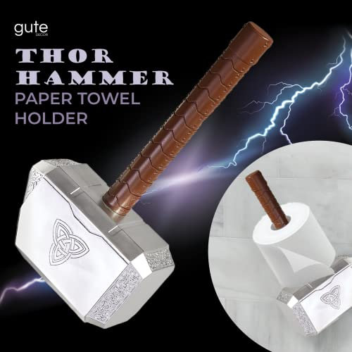 Thor's Hammer Mjolnir - Porta rotolo di carta igienica, per riempire la calza – Canale The Power of Mighty Thor – Fessure di montaggio incluse, Papertowel, regalo perfetto