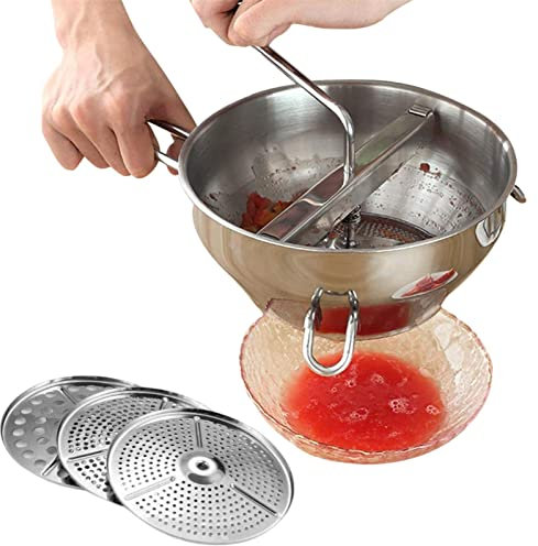 Acero Inoxidable con 3 coladores – Molinillo Alimentos para Mermelada Sopa, puré bebé, Salsas – 3 Piezas coladores – Prensa nillos