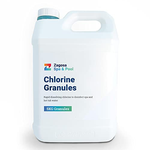 Zagosa Chlorine Granules 5kg for Hot Tub Spa and Swimming Pool Treatment for Rapid Disinfecting and Cleaning