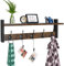 Homode Coat Rack with Wall Mount, 24 Inch Long Entryway Wall Shelf with Hooks, Wood Hanger with Storage for Bathroom, Hallway, Rustic Brown Black