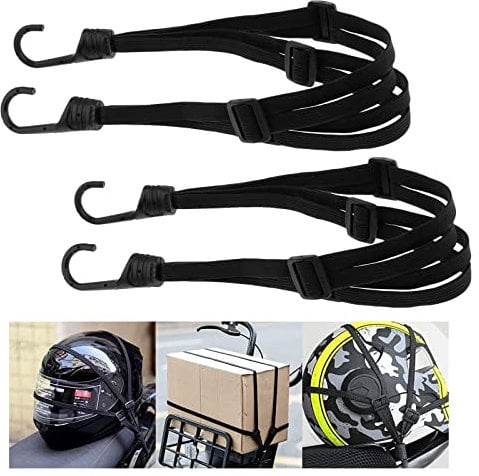 Romon Cinghia Elastica con Ganci, 2 Pezzi Cinghia Elastici Portapacchi Regolabile Helmet Rope con 4 Fibbie Scorrevoli per Bicicletta Moto Fissaggio Casco Bagagli Borsa a Tracolla