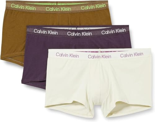 Calvin Klein Low Rise Trunk 3pk 000nb3705a, Boxer a vita bassa Uomo, Multicolore (Bone Wt, Nshd, Coffee Liqueur), XS