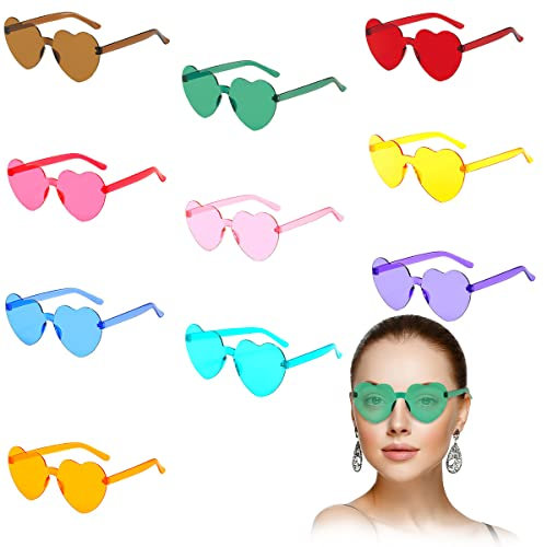 Waldspring Herz Sonnenbrille 10 Stück, Sonnenbrille Party, Herzbrille, Herz Brille, Sonnenbrille Herz(10 Paare)