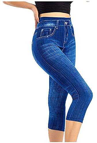 Damen Capri Hose Damen High Waist Caprihose Kurze Jeans Hose Stretch Jeanshose Damen 7/8 Leggings Kurz Freizeithose Outdoor Hosen Sporthose