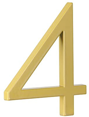 HASWARE 5 Floating House Number for Outside, Zinc Alloy Modern Outdoor Address Sign for Yard Street and Mailbox, Address Numbers and Letters for House (4, Golden)