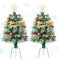 80cm Outdoor Christmas Tree Small Pre-Lit Artificial Pathway Christmas Pine Trees for Grave,Entrance Green Xmas Trees Battery Operated Lights for Front Door,Porch,Driveway(2pcs)