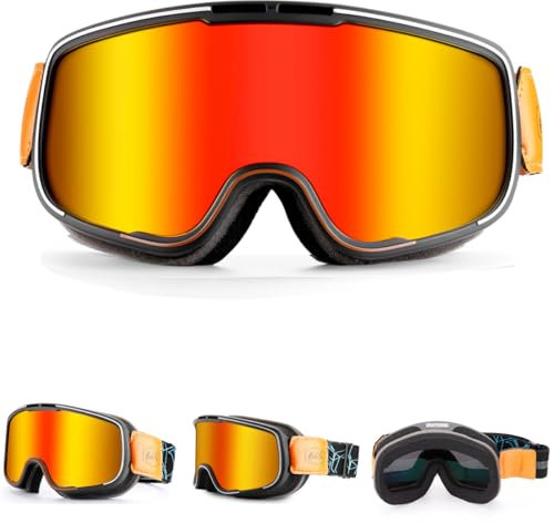 WholeFire Motorradbrille, ATV Dirt Bike Offroad Racing MX Reitbrille, UV400 Rad Motocross Brille für Outdoor-Sportarten, Grüner und Schwarzer Rahmen (Rot)