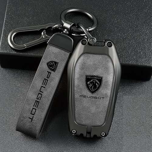VOLBOZ Coque de Clé de Voiture pour P-eugeot 408 508L 5008 4008 2008 308, Étui de Protection pour Clé de Voiture, Housse pour Clé De Voiture, Porte-ClÉS de Voiture Portable Accessoires,A Grey