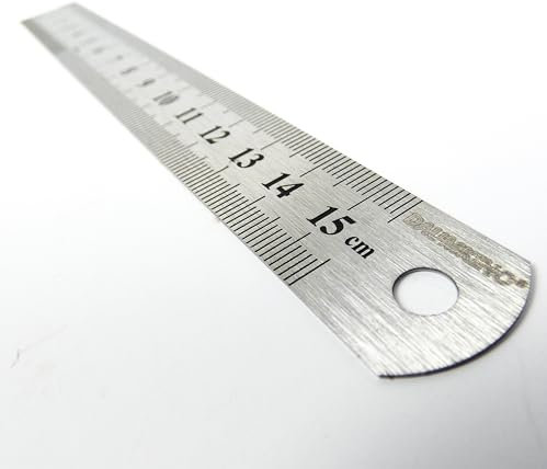 DAUMKINO® Edelstahl Lineal, Skala metrisch/imperial vielseitig einsetzbar in Hobby, Schule und Beruf stets dabei in Tornister und Tasche (Metall, 15 cm)
