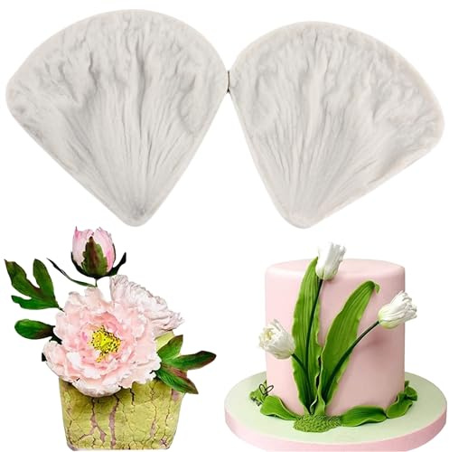 MYPRACS Pivoine Sucre Pétale Veiner Gumpaste Moules Pivoine Veinée Silicone Moule Gomme Pâte Pivoine Fleur Fondant Moule pour Décoration De Gâteau Bonbons Chocolat Gomme Pâte Polymère Argile Lot de 1