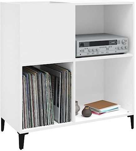 Homgoday Plattenschrank, 84,5 x 38 x 89 cm, Holz, Aufbewahrungsmöbel, CD- und DVD-Regal, Seitenschrank, Vitrine für Wohnzimmer, Schlafzimmer, Büro