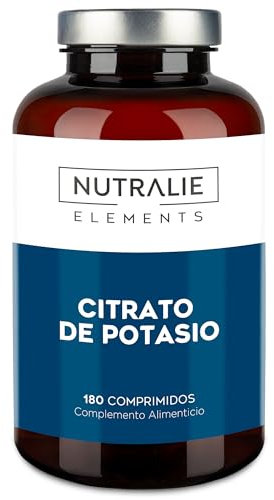 Potassio - Citrato di potassio - Dose elevata - 2880mg - Elemento Potassio puro +1000mg - Muscolo - Citrato di potassio - 180 compresse - Nutralie
