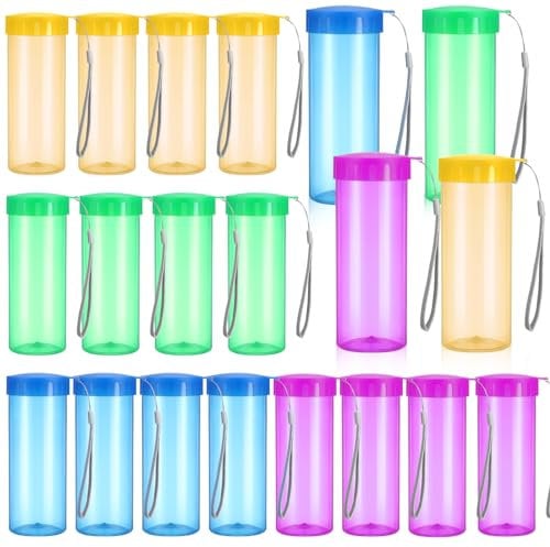 Nuogo Wasserflaschen für Kinder, Großpackung, 425 ml, Sport-Trinkflaschen mit Griffschlaufe, Fitnessstudio, Sport, Erwachsene, Kinder, wiederverwendbar, für Schule, Fitnessstudio, Schule,