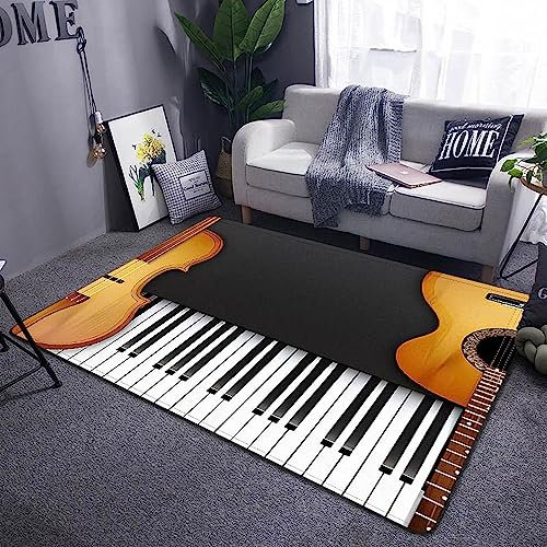 3D Teppich Schwarze Und Weiße Klaviertasten Rug Moderner Rutschfester Bodenmatte Für Home Schlafzimmer Büro Wohnzimmer Haustür Art Deco Teppich, 23,6 X 35,4 Zoll - Schmutzabweisend - Leicht -7G9K-K9K