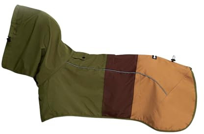 Spark Paws Hunderegenmantel, wasserdichte Winddichte Regenjacke, für kleine, mittlere, große und extra große Hunde, reflektierend, atmungsaktiv, mit vollständigem Körperschutz - Green Brown Tan - L