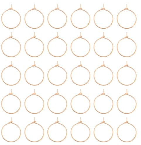 UNICRAFTALE 40pcs Rose Gold Wine Glass Charm Rings Stainless Steel Beading Hoop Earring 15mm Dangle Hoop Earrings Making Wedding Birthday Party Festival Favor Wine Charm Rings