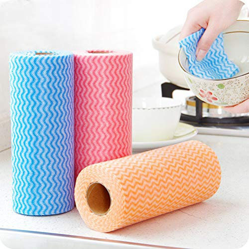 CLISPEED Paquete De 50 Paños De Cocina No Tejidos Absorbentes Para Limpieza De Cocina Color Naranja