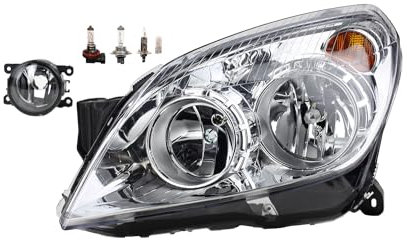 Johns, Scheinwerfer Halogen Front passend für Opel Astra H 03/2004 - H7 H1 Links Fahrer + Nebelscheinwerfer + Leuchtmittel
