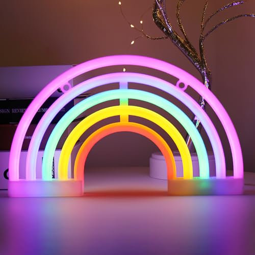 DAWRIS Regenbogen LED Neon Light Sign Deko, LED Neon Light Leuchtreklame Niedliches Regenbogen-Neonlicht Bunte Schild Licht Deko für Schlafzimmer Kinderzimmer Weihnachten