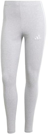 adidas Damen Essentials 3-Stripes Cotton Leggings, Light Grey Heather/White, M