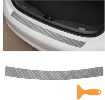 JNNJ Auto Stoßstangenschutz Lackschutzfolie, 4D Kohlefaser Heckstoßstangen-Protektor, Anti-Scratch Universal Auto Carbon Fiber Stoßstange Hinten Schutz(Silber)