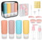 YoHyien 16 Pcs Kit Flacon Voyage Avion Silicone, Rechargeable Flacons de Voyage 100ml, Contenant Voyage sans BPA, Bouteille Cosmétique avec Trousse de Toilette, Recipient pour Gel Douche, Shampooing