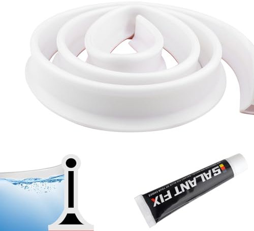 Swavitie Seuil de Douche Barrage d'Eau Blanc Barrière de Douche Pliable 2m Barriere de Douche Anti Débordement Barre de Seuil Etancheite pour Bac à Douche Accessoires Salle de Bains