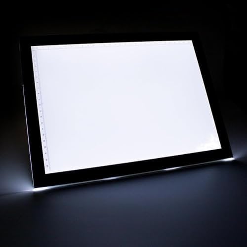 A1/A2-Lichtkasten-Zeichnungstafel mit Acrylplatte und Positionierungslineal, unendliches Dimmen und Helligkeitsspeicherfunktion, gleichmäßiges weiches Licht und kein Flimmern (Größe: A2)