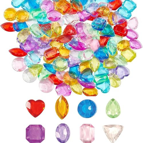 Catelves Edelsteine für Kinder, 150 Stück Acryl Edelsteine, Diamonds Schatz, Diamanten Kinder, Diamantkristalle Transparent Edelsteine, Edelsteine Ausgraben für Kinder, DIY Hochzeit Vasen Tischdeko
