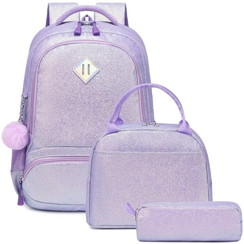 Schultaschen Kinder Mädchen Rucksack Glitzer Kinerrucksack Schultaschen Set Bunte Schulrucksack Rucksack Tagesrucksack für Schule Reise Arbeit