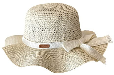 Jiabing Baby Beach Hut, Babymädchenhüte mit Bug -Kleinkind -Strohhut gewebter Kuppel Kleinkind Sonnenhut Breitkrempe Sonnenschutz atmungsable sommerliche Baby Beach Hut Fischerhut
