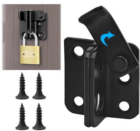ZMDMAH Cerrojo Puerta Corredera Pestillo puerta Interior con cerradura de acero inoxidable, pequeño cerrojo con candado, agujero para puerta, ventana, valla (Negro, abierto hacia la derecha, 40 mm)