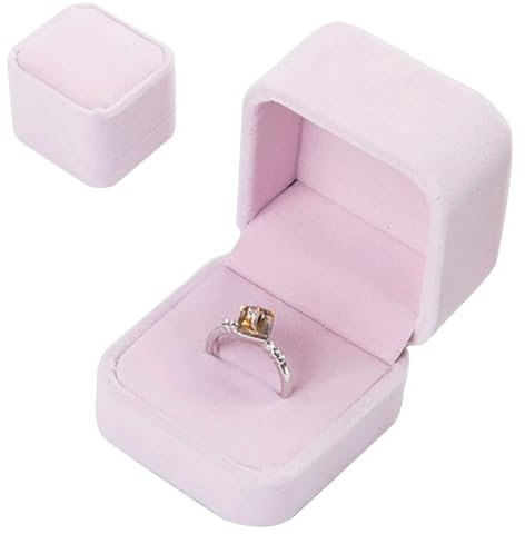 Toyhood Ring Box for Engagement, Wedding, Proposal - Velvet Jewellery Box Gift (Pink)