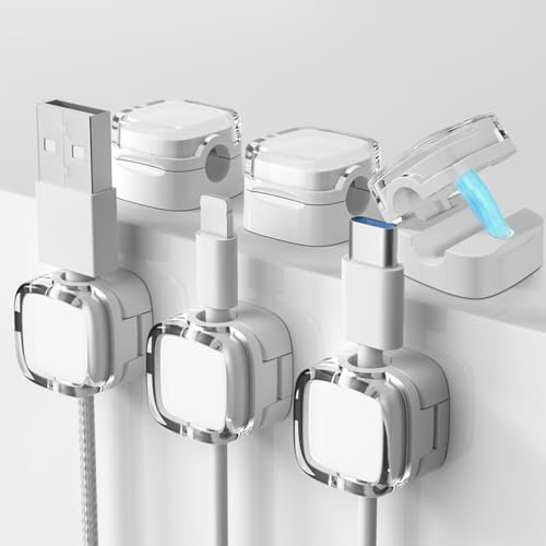 Kabelbinder 6 Stück Kabelhalter Magnetisch, Kabelhalter Organizer, Magnetischer Kabelorganizer für Schreibtisch, Zuhause, Büro, Auto (weiss)