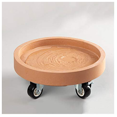 Rollender Pflanztopf mit Rollen, 40 cm, runder Untersetzer auf Kunststoff-Rollen, Ständer für drinnen und draußen