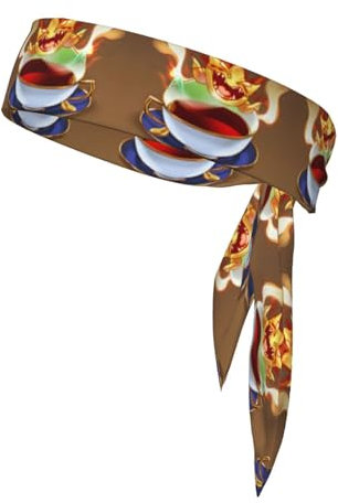 Phayah Fantasy Teacup Headband with, Breathable Sweatband for Sports Events,Fabric Sweatband for Soccer, Tennis, Workout