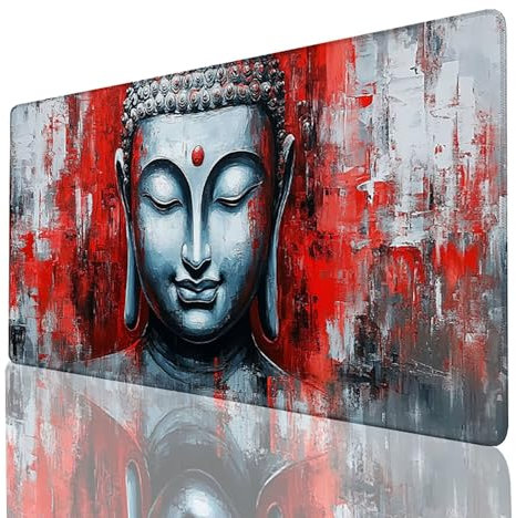 Red Mouse Mat Gaming Mouse Pad 1400 * 600 * 3 MM, Extended Waterproof Mousepad, Non- Slip Rubber Base Desk Mat Large Mouse Pad Large Mouse Mat, Keyboard Mat for Office & Home PC Laptop Zen 8F- 5- 1