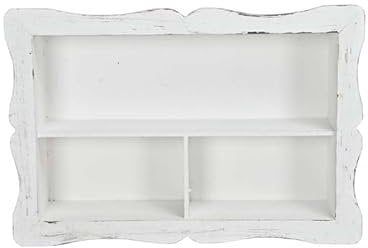 Arinosa Wandregal Tassenregal Holz Shabby Chic Weiß 67,5x14,5xH46,5cm