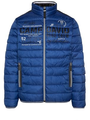 Camp David Herren Leichte Steppjacke mit Logo Prints und Tapes