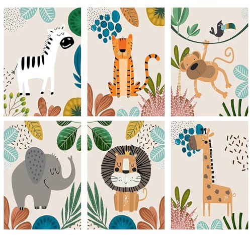 JATOK 6 Stück Malen Nach Zahlen Erwachsene, DIY Tier Gemälde für Anfänger, Handgemalt Ölgemälde Leinwand Kunst für Home Décor, Kreatives Geschenk für Stressabbau, Ohne Rahmen 25x35cm