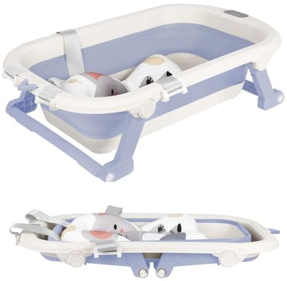 Faltbare Babybadewanne, Babybadewanne, faltbar, mit Kissen, Babywanne, Reduzierer für Babys, Badewanne für Babys von 0 bis 36 Monaten, tragbare Babybadewanne
