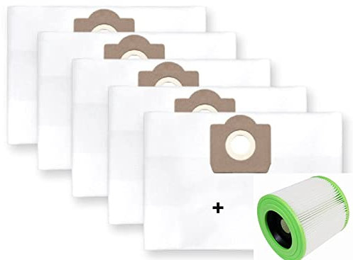 5x Sac-Filtre Tissus pour Aspirateur Kärcher SE 4001, SE 4002 + Filtre plissé