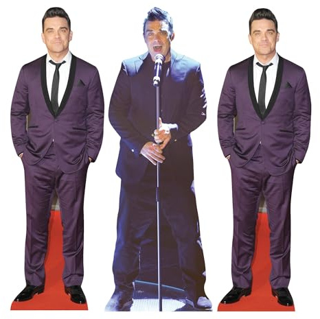 Star Cutouts CS1234 Robbie Williams Regal Top Cutout Pack of Three Cardboard Cutouts Height 31cm - Ideal for Fan Theme, Parties, Birthdays, Surprise Gifts & Room Decorations & Events